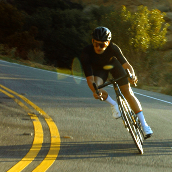 Cyclist enjoying a road bike ride.